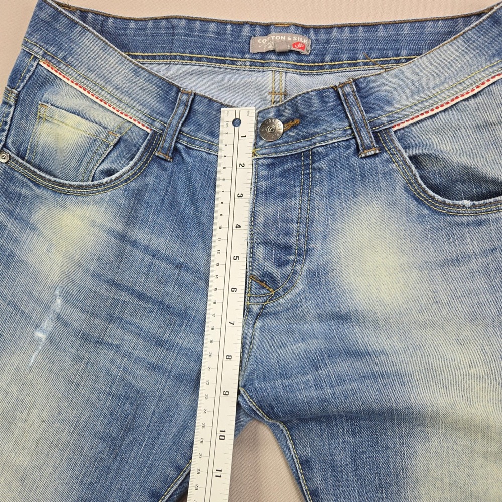 Cotton & Silk Jeans Distressed Straight Leg Medium Wash Blue Mens Size 50 IT - Picture 15 of 15